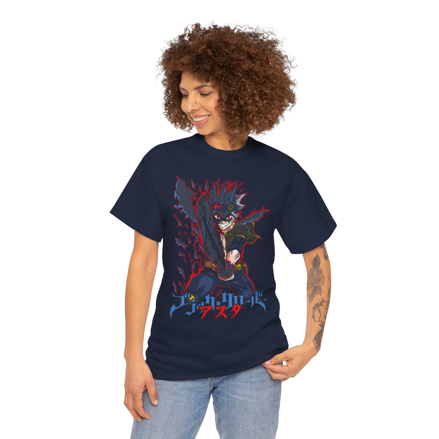Black Asta Unisex Heavy Cotton T-Shirt | Black Clover Anime Streetwear Tee