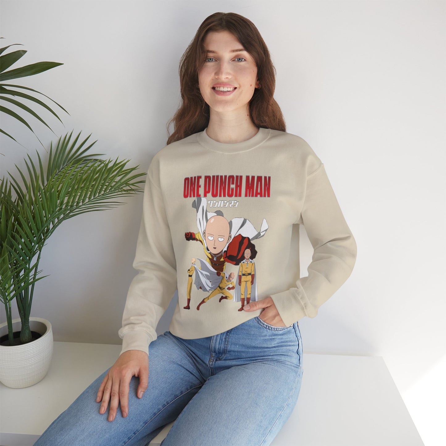 Saitama “One Punch Man” Unisex Heavy Crewneck | Anime Streetwear Sweatshirt