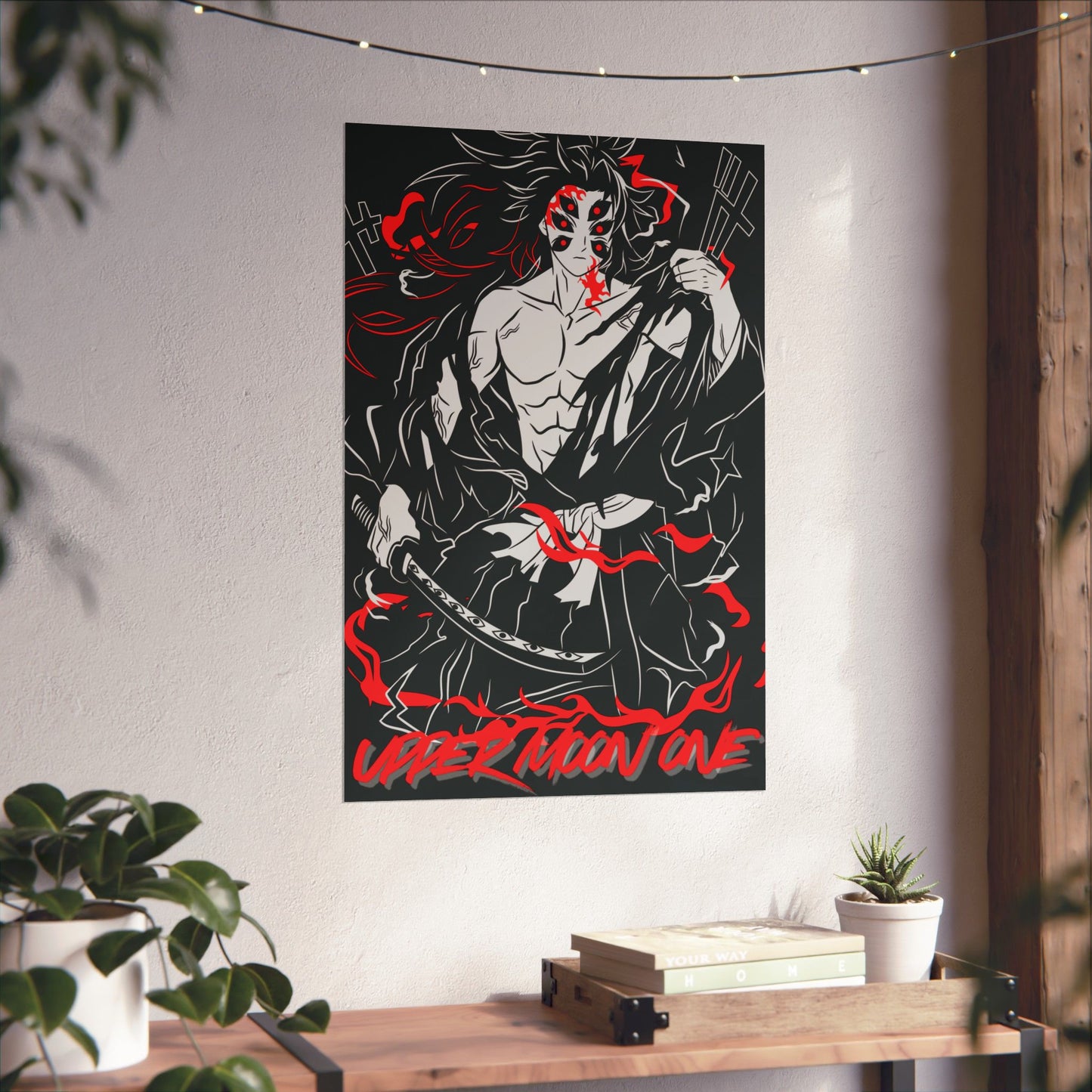 Kokushibo Crimson Aura Poster | Upper Moon One Demon Slayer Wall Art
