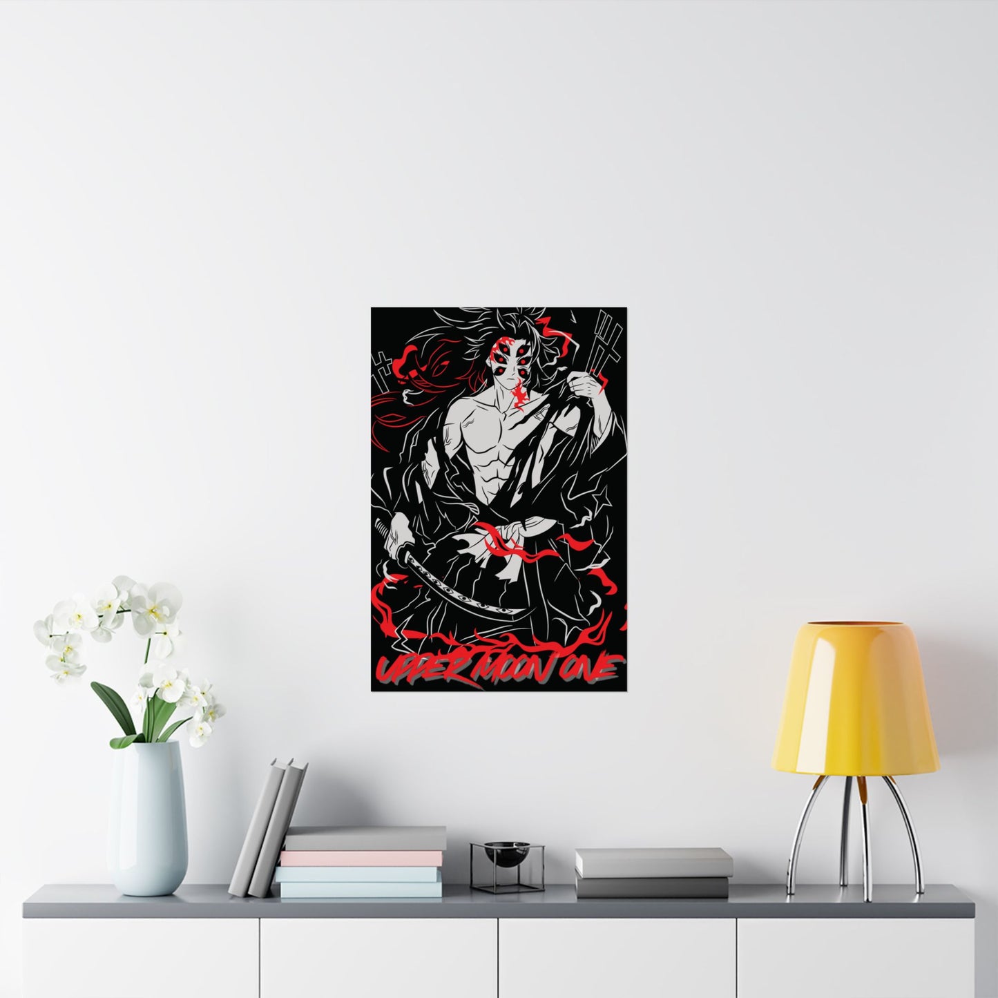 Kokushibo Crimson Aura Poster | Upper Moon One Demon Slayer Wall Art