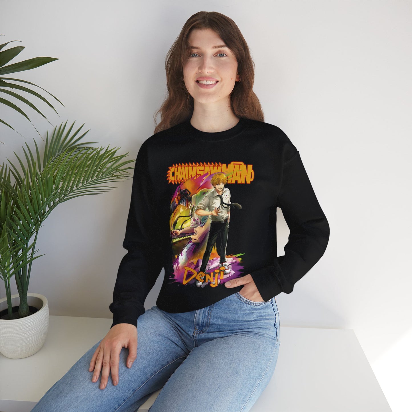 Chainsaw Devil Denji Unisex Heavy Blend Crewneck Sweatshirt | Chainsaw Man Anime Pullover