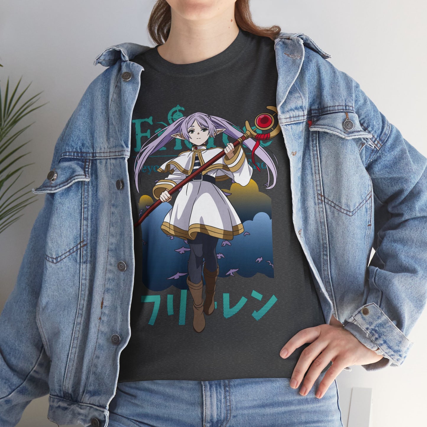 Frieren Unisex Heavy Cotton T-Shirt | Elven Mage Anime-Inspired Streetwear Graphic Tee