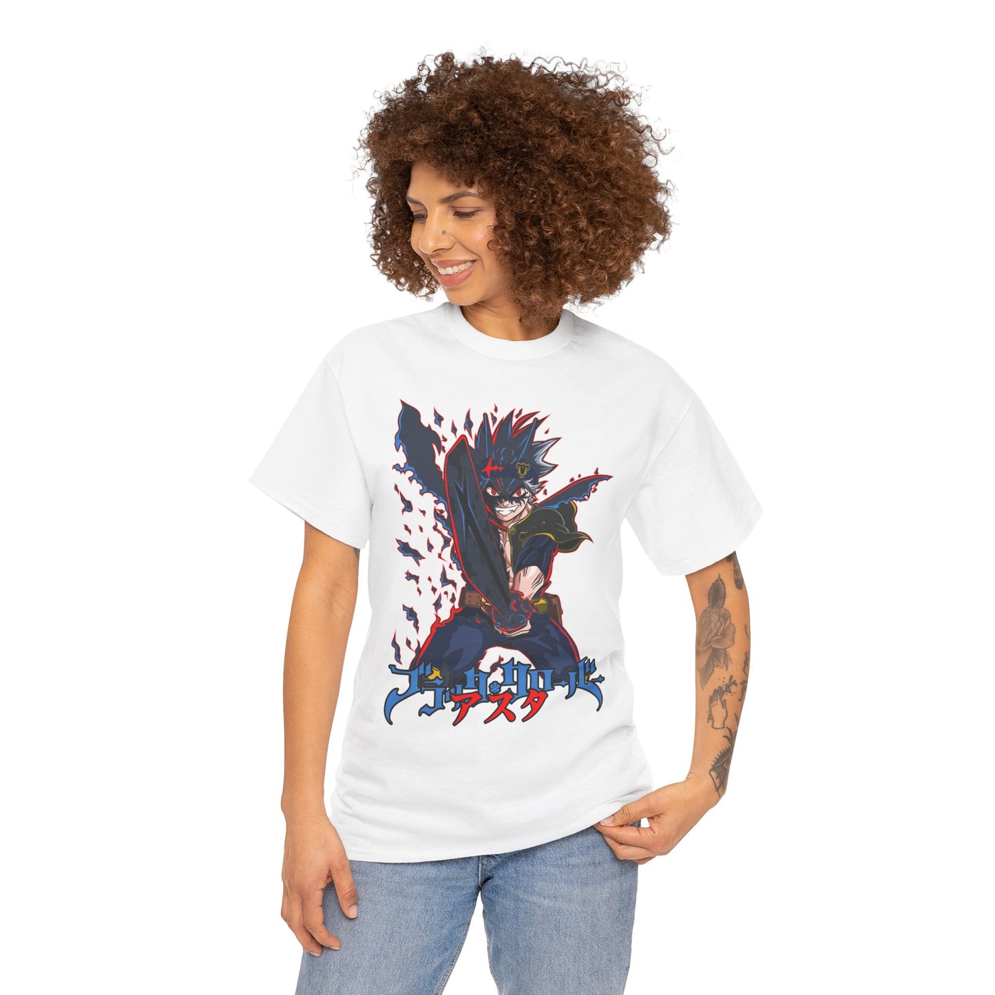 Black Asta Unisex Heavy Cotton T-Shirt | Black Clover Anime Streetwear Tee