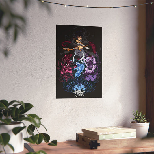 Sung Jinwoo’s Elite Shadows Matte Vertical Poster | Anime-Inspired Wall Art | Shadow Army Command Print