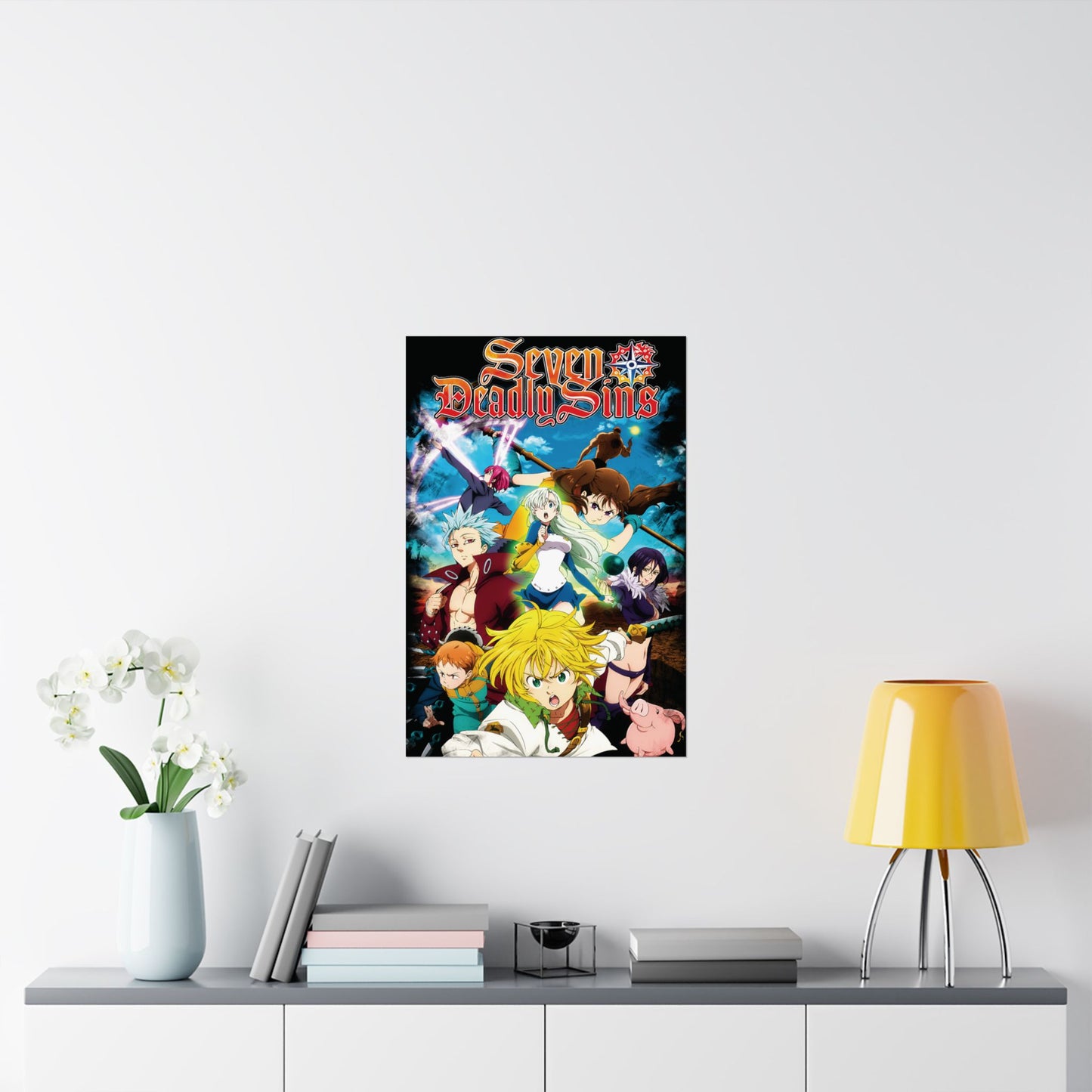 Sins Unleashed Poster | Meliodas Ban Escanor Wall Art | Anime Group Decor | Manga-Inspired Print | Shonen Anime Poster