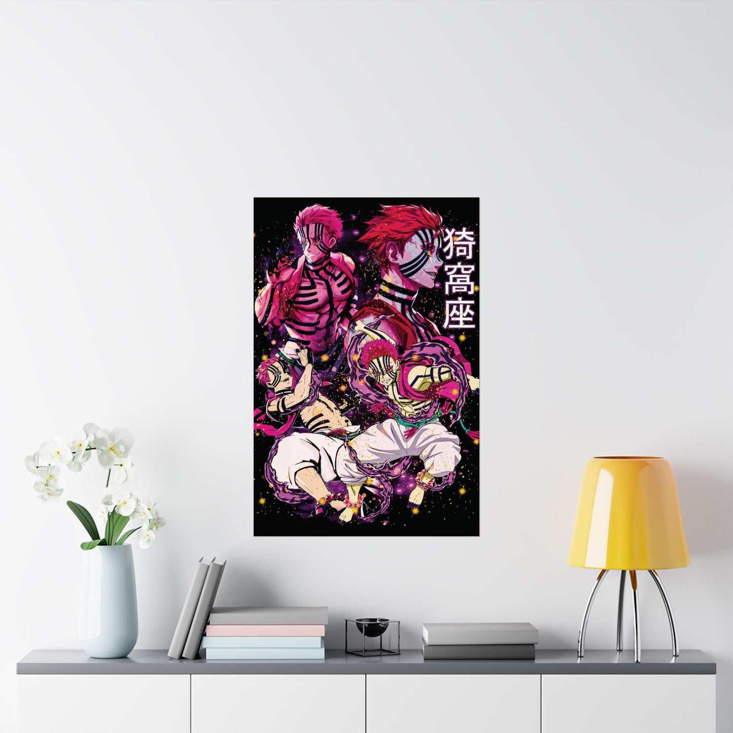 Upper Moon 3 Akaza Poster | Demon Slayer Matte Vertical Wall Art
