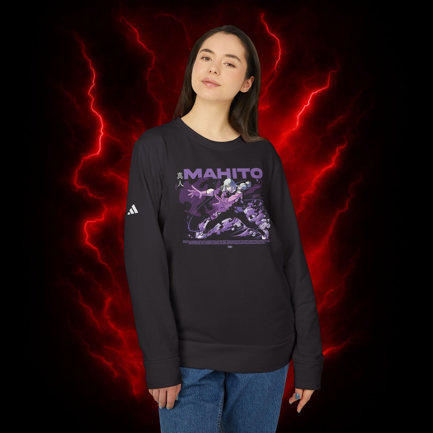 Cursed Spirit Mahito III Adidas Unisex Fleece Crewneck Sweatshirt