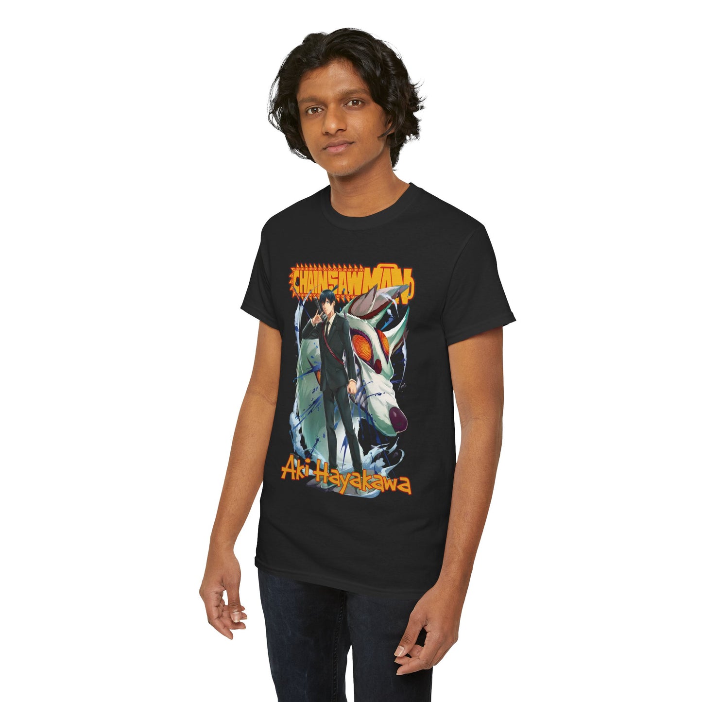 Aki x Fox Devil Unisex Heavy Cotton T-Shirt | Chainsaw Man Anime Streetwear