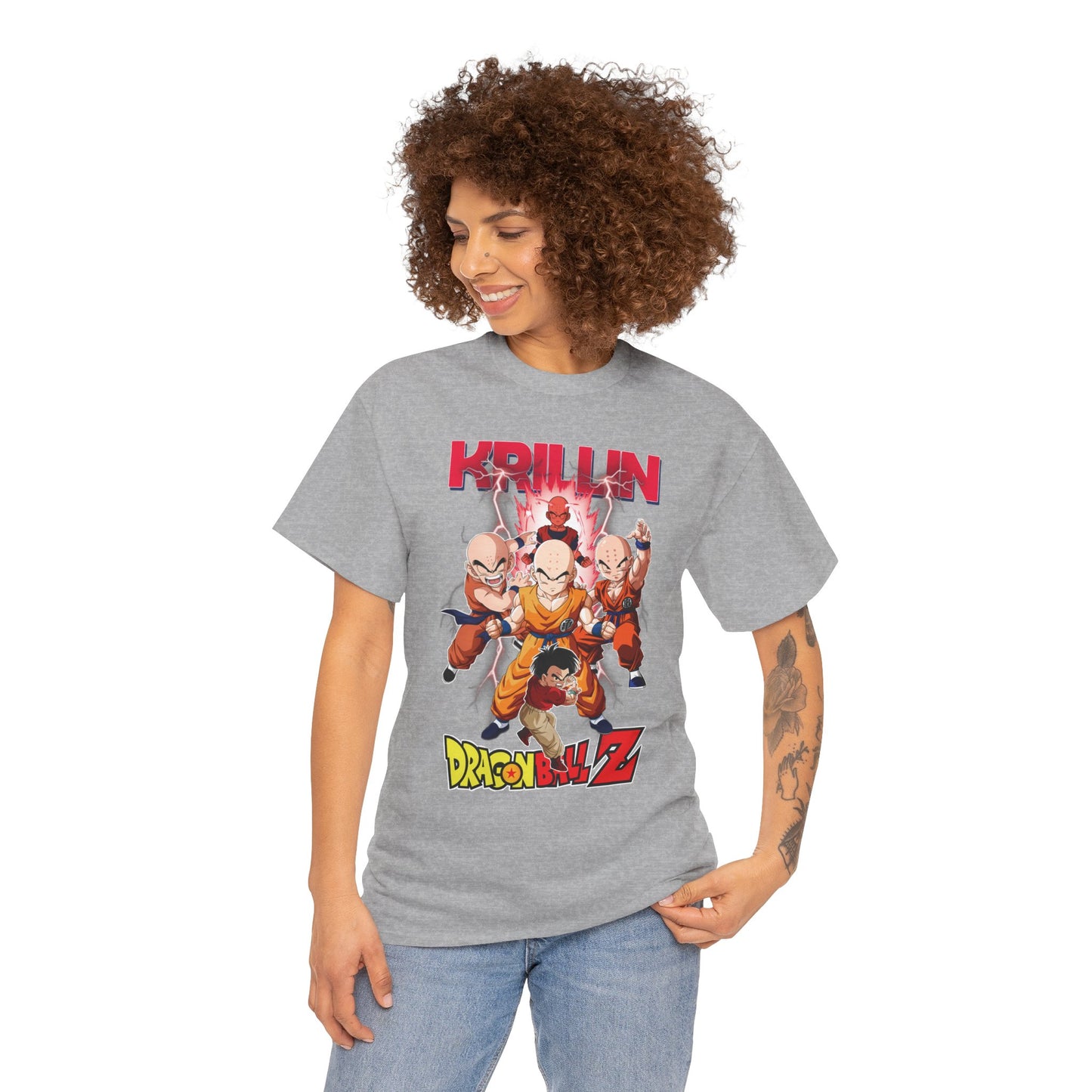 Krillin “Earth’s Strongest” Unisex Heavy Cotton T-Shirt | Dragon Ball Z Streetwear Tee