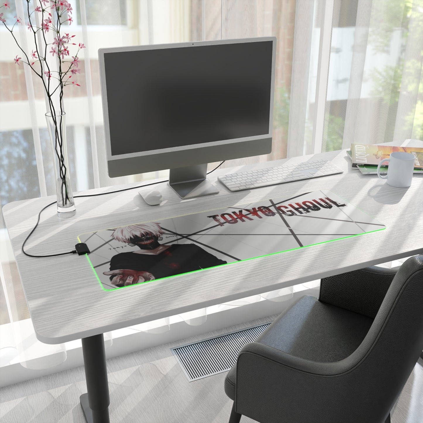 The One-Eyed King Ken Kaneki LED Gaming Mouse Pad | Tokyo Ghoul RGB Desk Mat