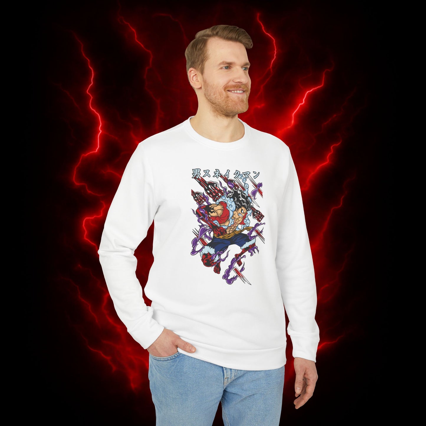Luffy Gear 4 Gum Gum Gatling Adidas Unisex Fleece Crewneck Sweatshirt