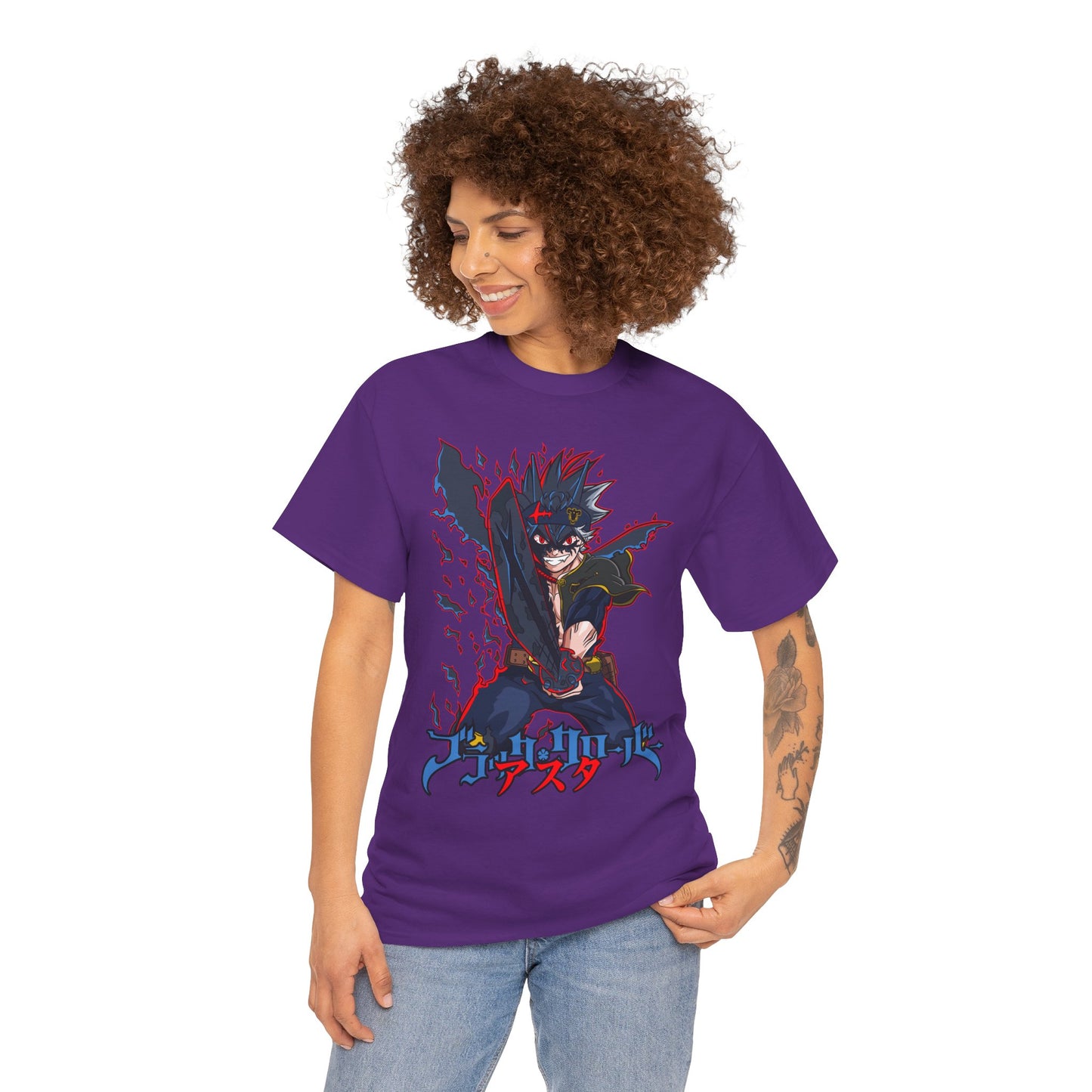 Black Asta Unisex Heavy Cotton T-Shirt | Black Clover Anime Streetwear Tee