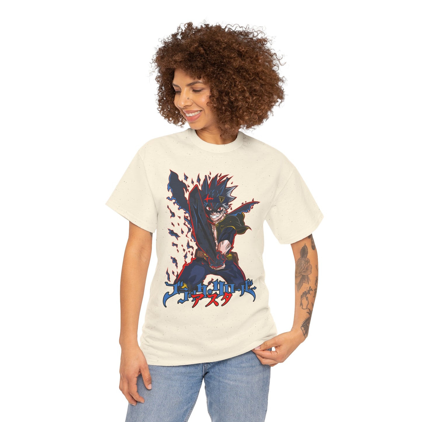 Black Asta Unisex Heavy Cotton T-Shirt | Black Clover Anime Streetwear Tee