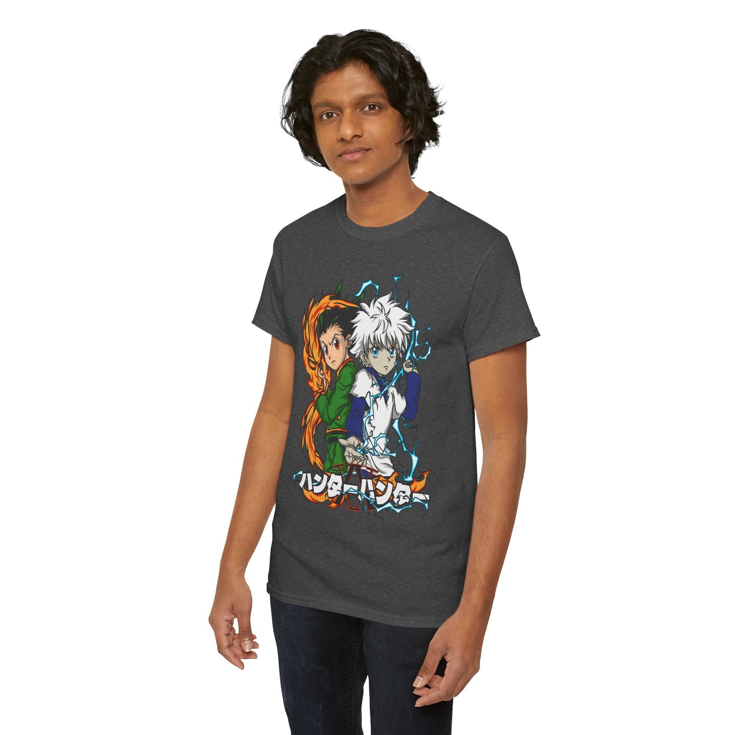 Gon and Killua Duo Unisex Heavy Cotton T-Shirt | Anime-Inspired Streetwear Graphic Tee