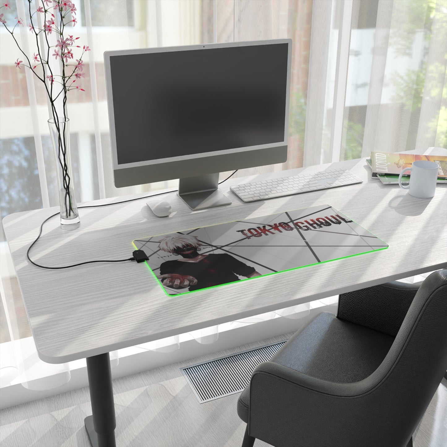 The One-Eyed King Ken Kaneki LED Gaming Mouse Pad | Tokyo Ghoul RGB Desk Mat