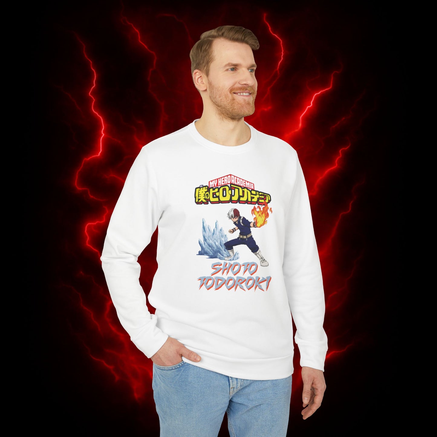 Shoto Todoroki Adidas Unisex Fleece Crewneck Sweatshirt