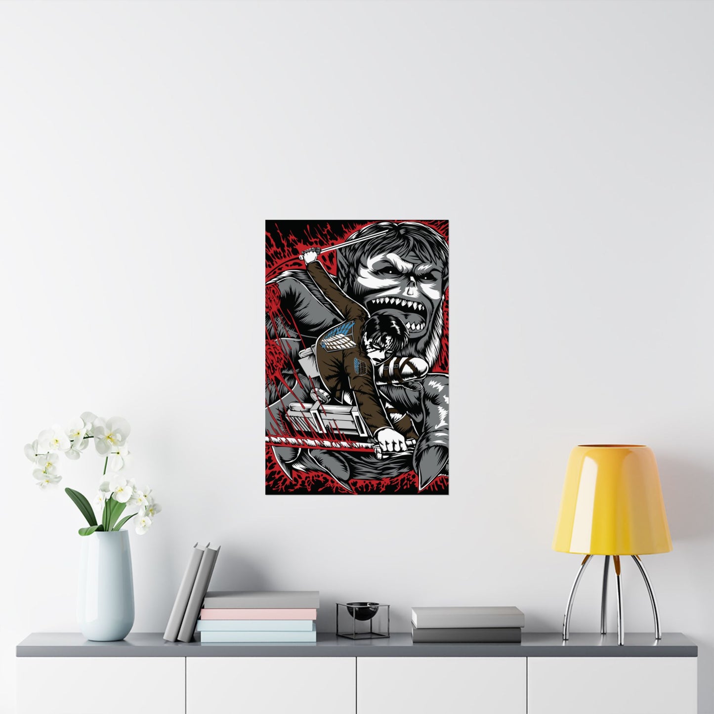 Levi vs Beast Titan Matte Vertical Poster | Attack on Titan Anime Wall Art