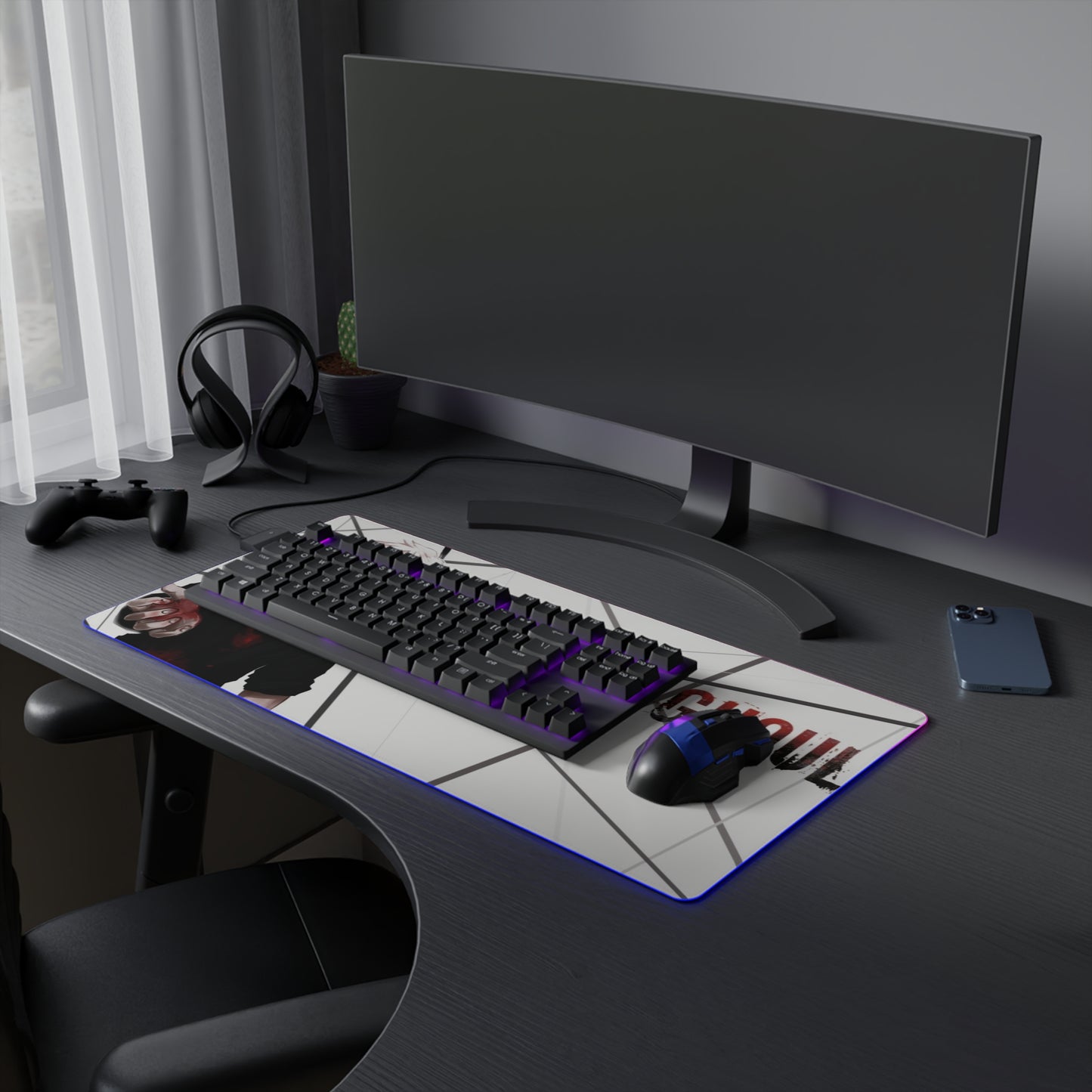 The One-Eyed King Ken Kaneki LED Gaming Mouse Pad | Tokyo Ghoul RGB Desk Mat
