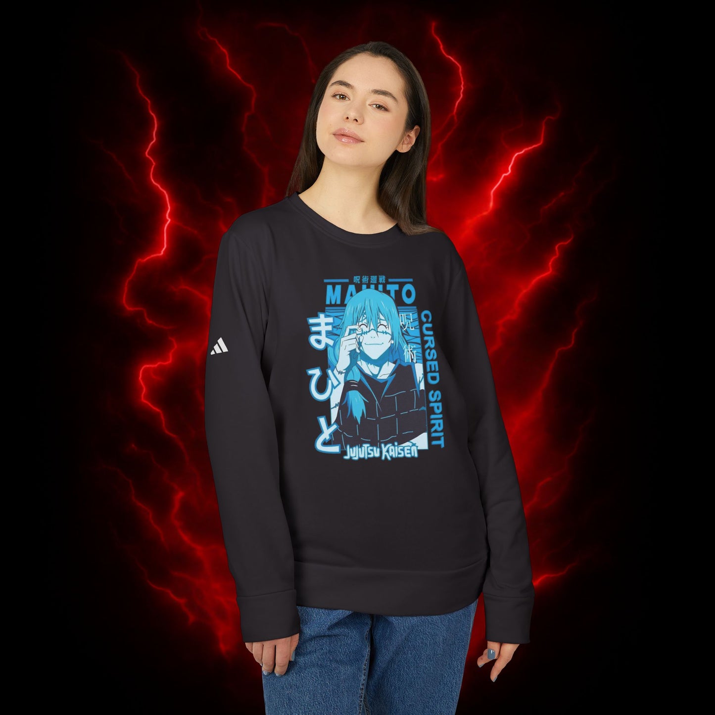 Cursed Spirit Mahito Adidas Unisex Fleece Crewneck Sweatshirt