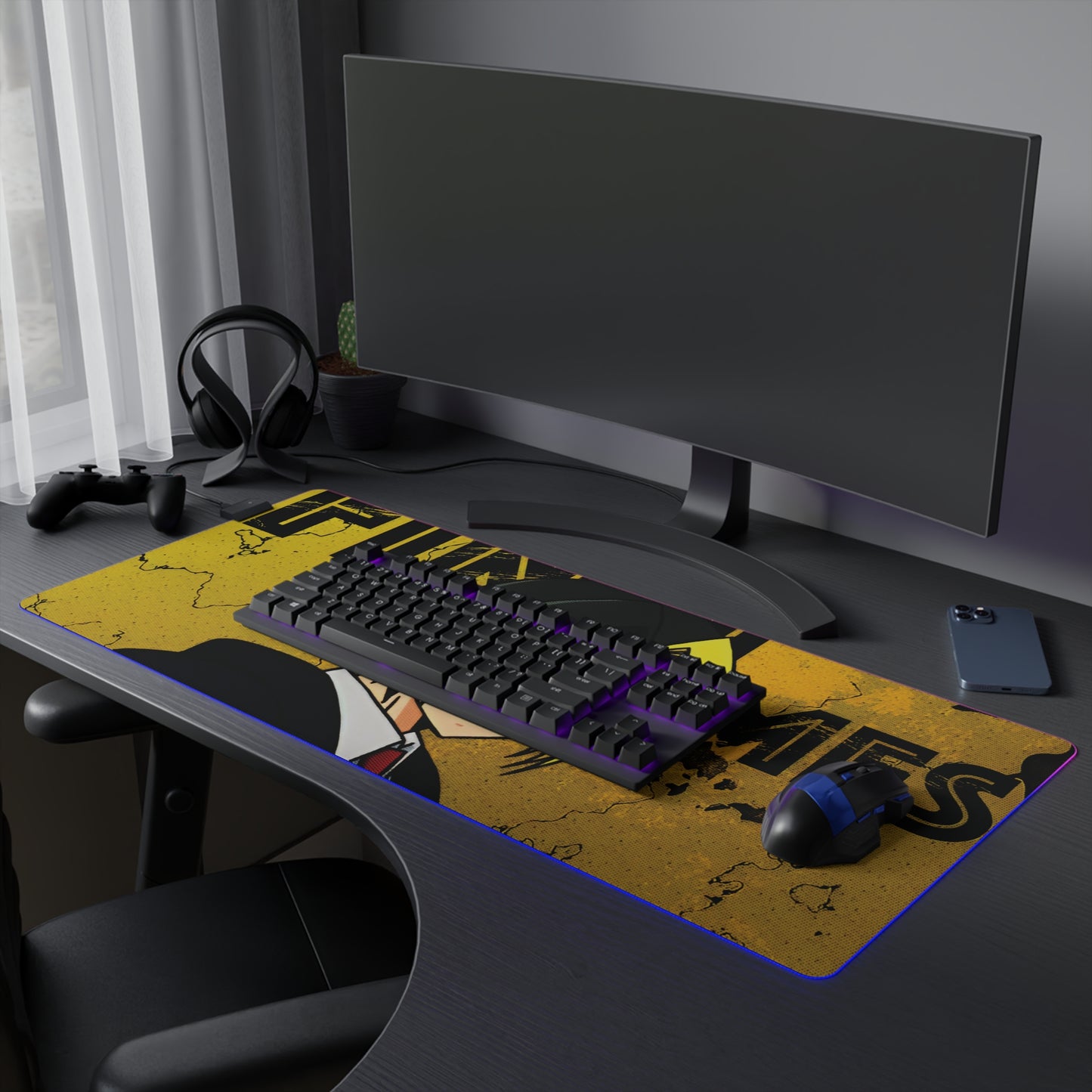 Finn Ames LED Gaming Mouse Pad | Mashle: Magic and Muscles RGB Desk Mat