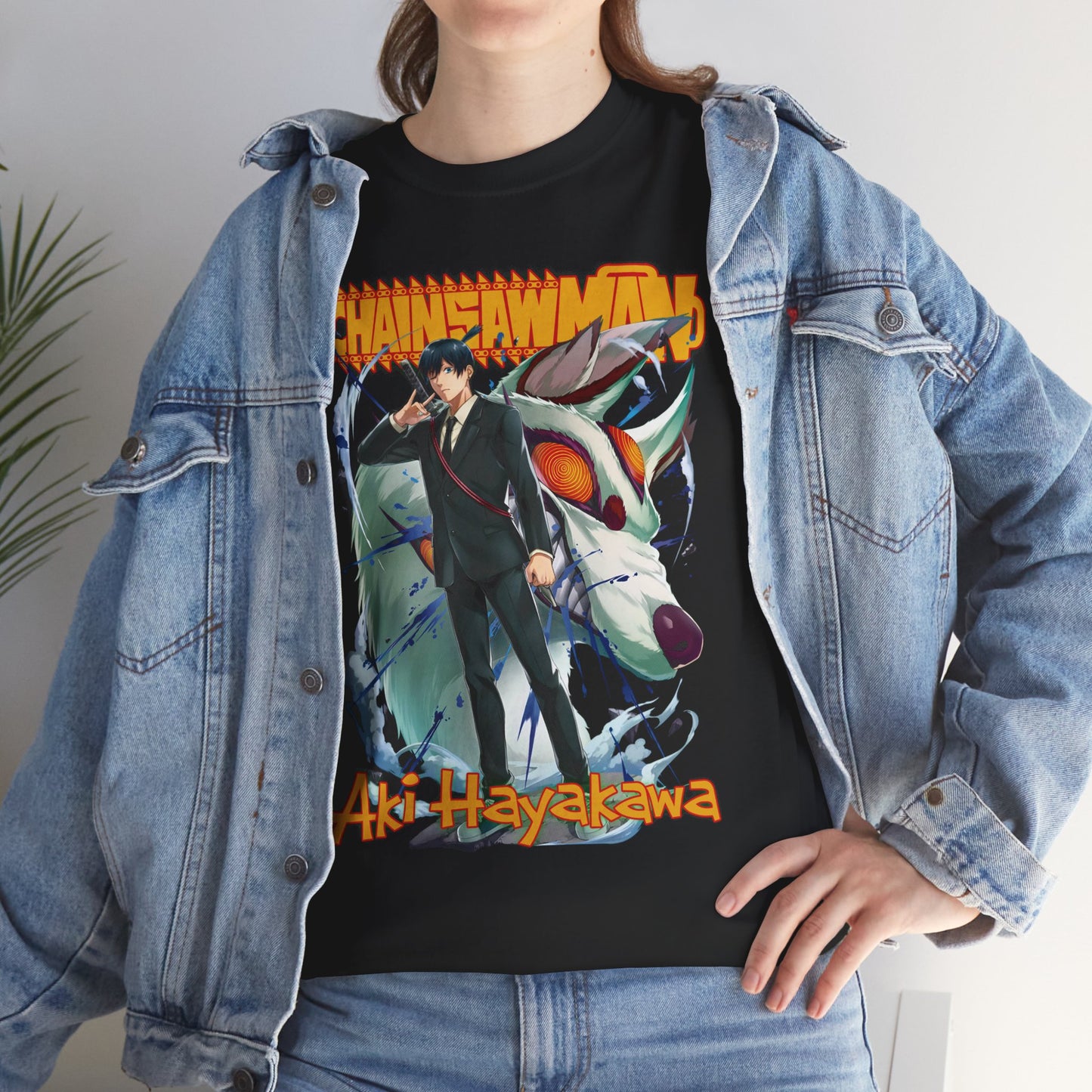 Aki x Fox Devil Unisex Heavy Cotton T-Shirt | Chainsaw Man Anime Streetwear