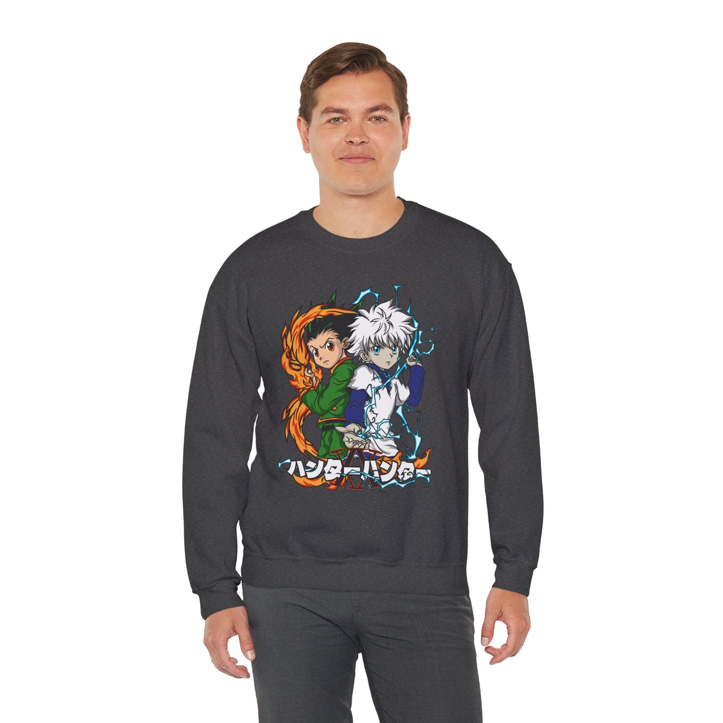 Gon & Killua Duo Unisex Heavy Blend Crewneck Sweatshirt Anime-Inspired Streetwear