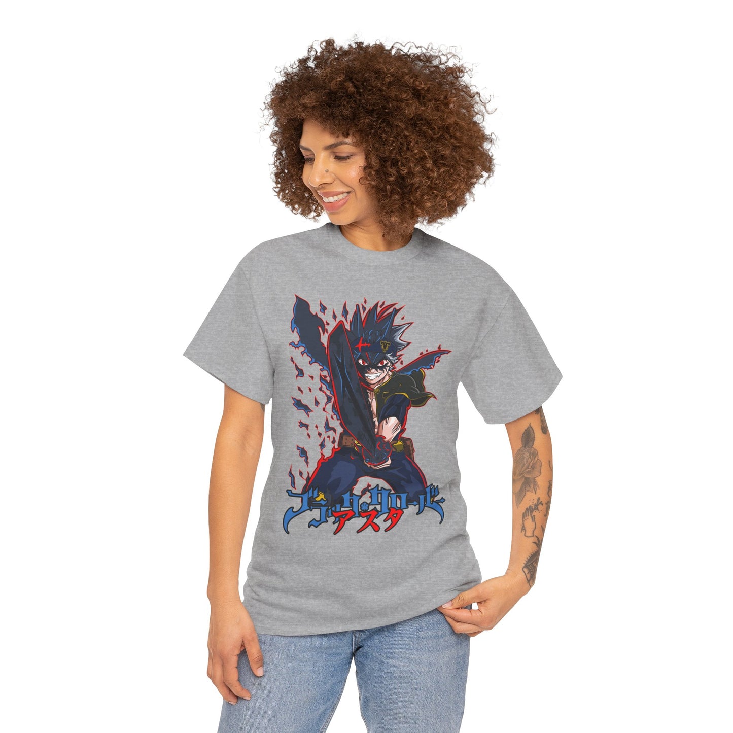 Black Asta Unisex Heavy Cotton T-Shirt | Black Clover Anime Streetwear Tee