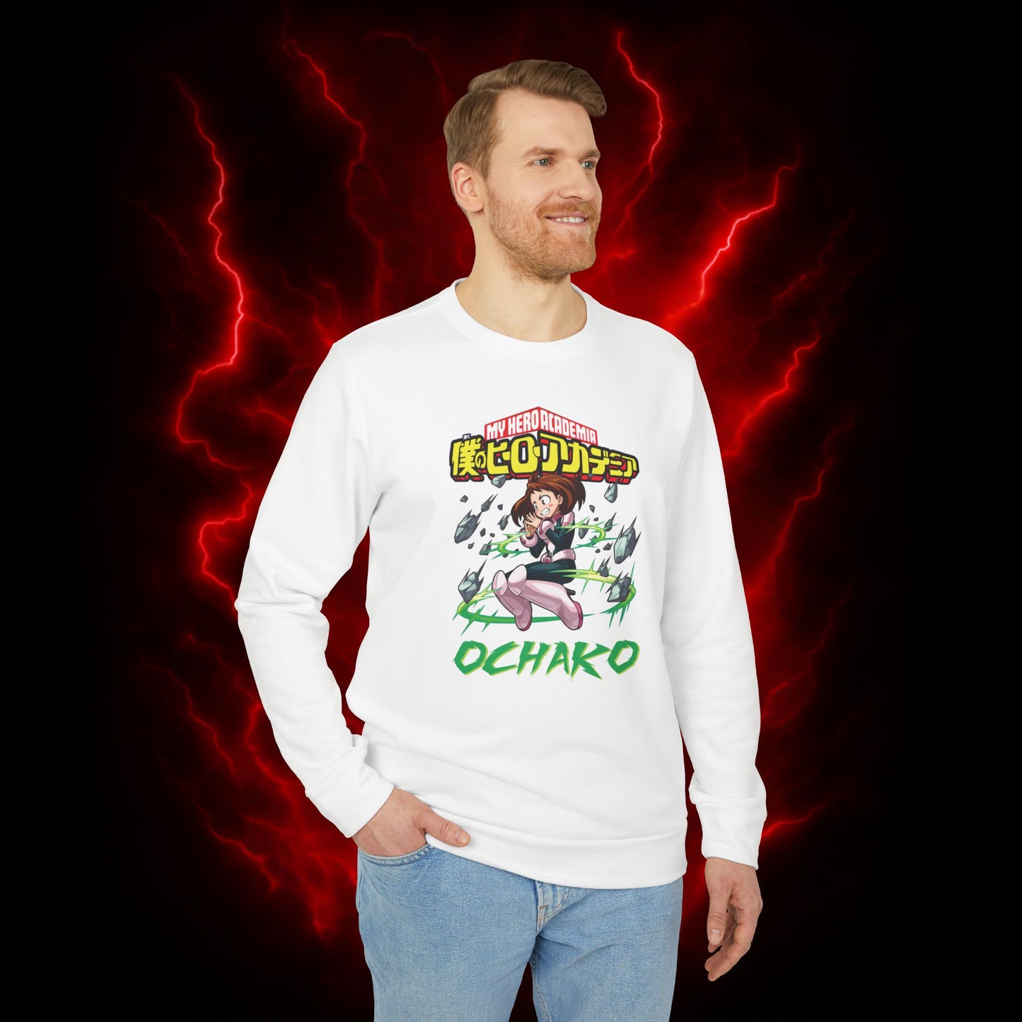 Ochako Uraraka Adidas Unisex Fleece Crewneck Sweatshirt