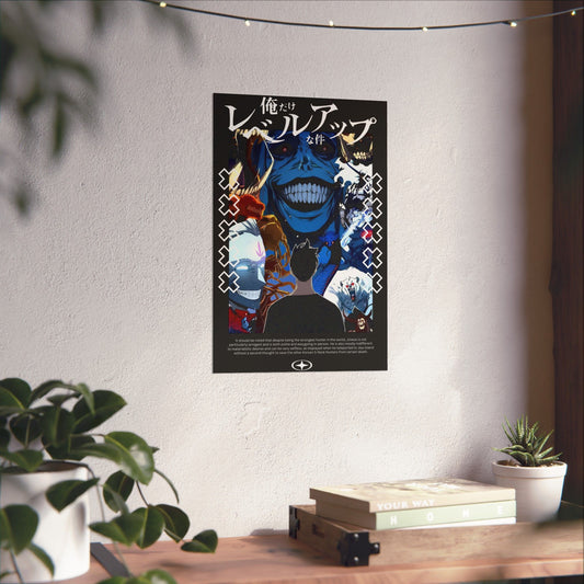 Sung Jin-Woo vs Statue of God Matte Vertical Poster | Anime-Inspired Wall Art | Double Dungeon Arc Print