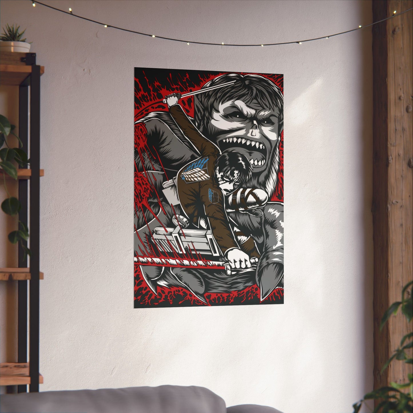 Levi vs Beast Titan Matte Vertical Poster | Attack on Titan Anime Wall Art