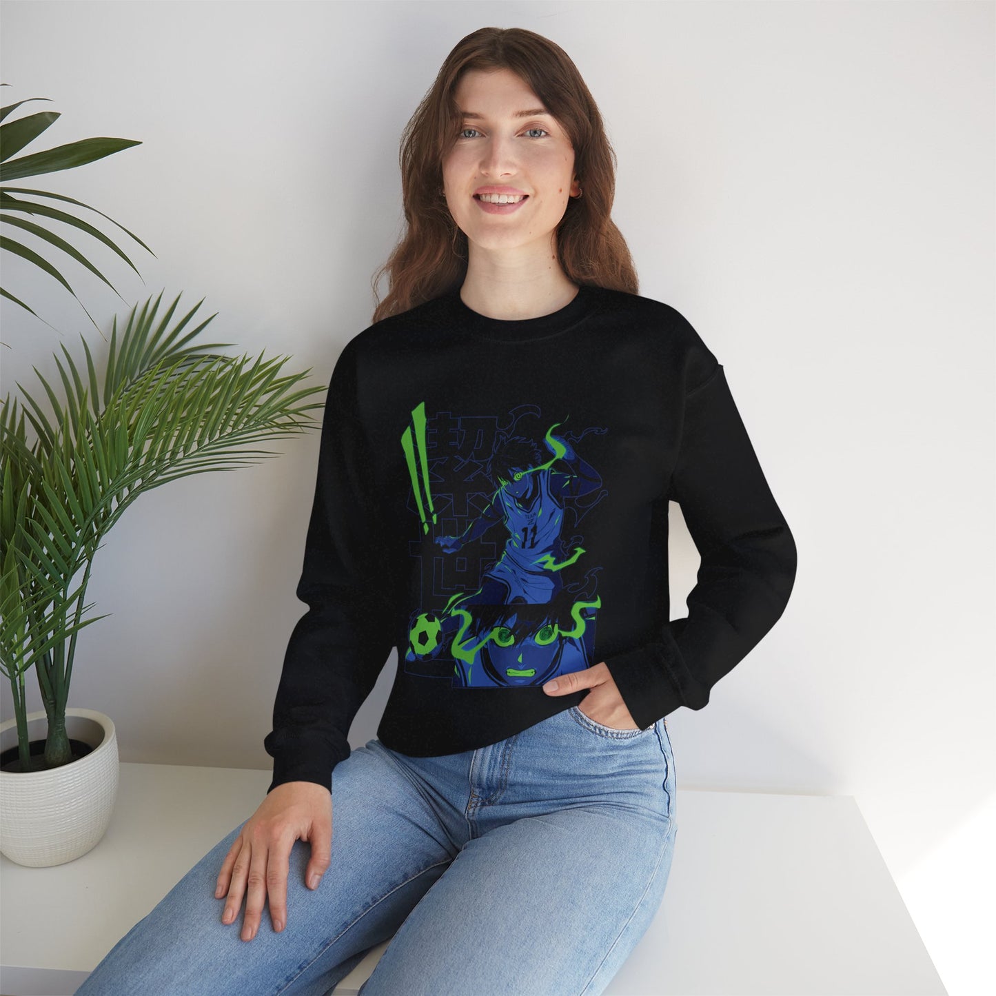 Yoichi Isagi Unisex Heavy Blend Crewneck Sweatshirt | Blue Lock Soccer Anime Streetwear