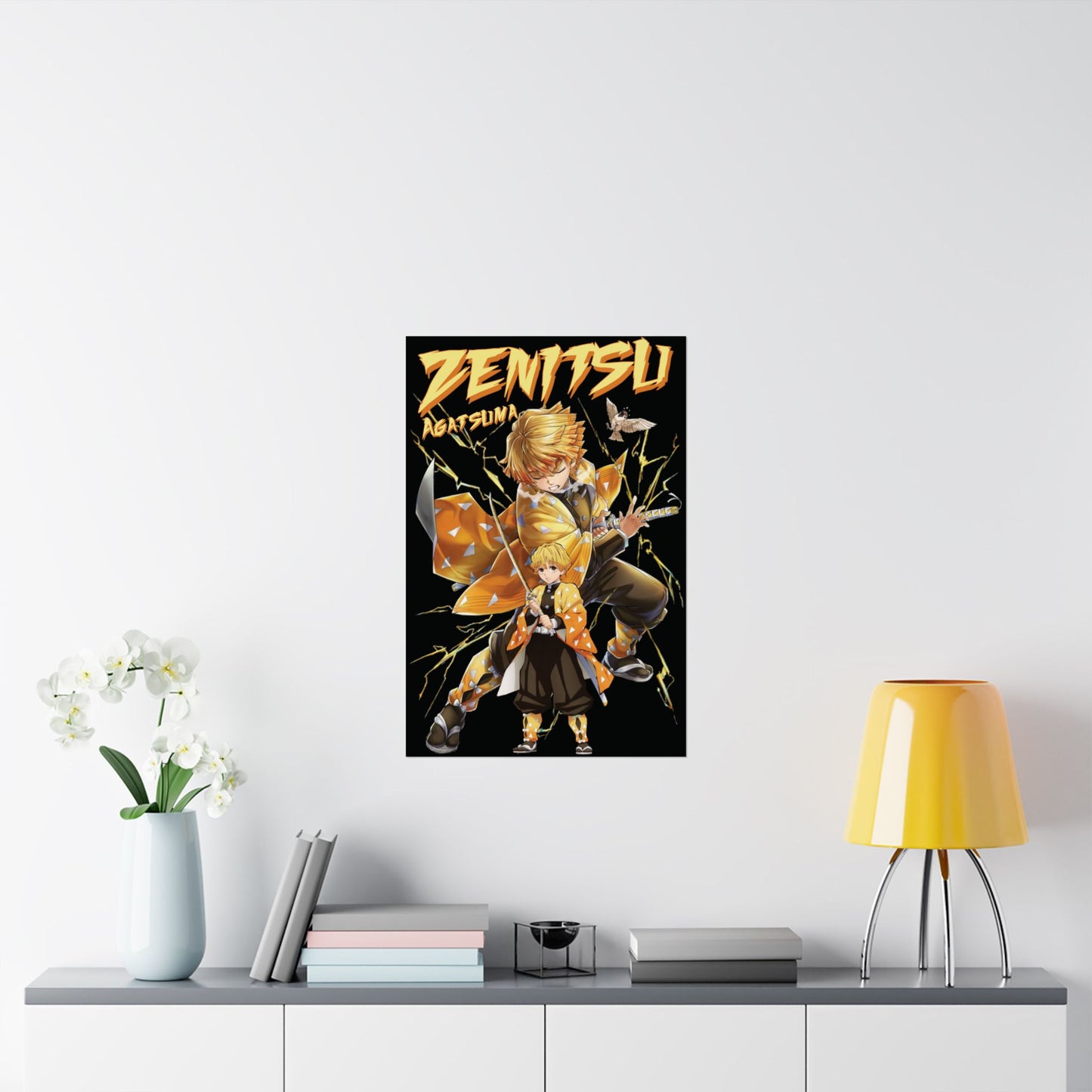Zenitsu Agatsuma Poster | Demon Slayer Thunder Breathing Matte Wall Art