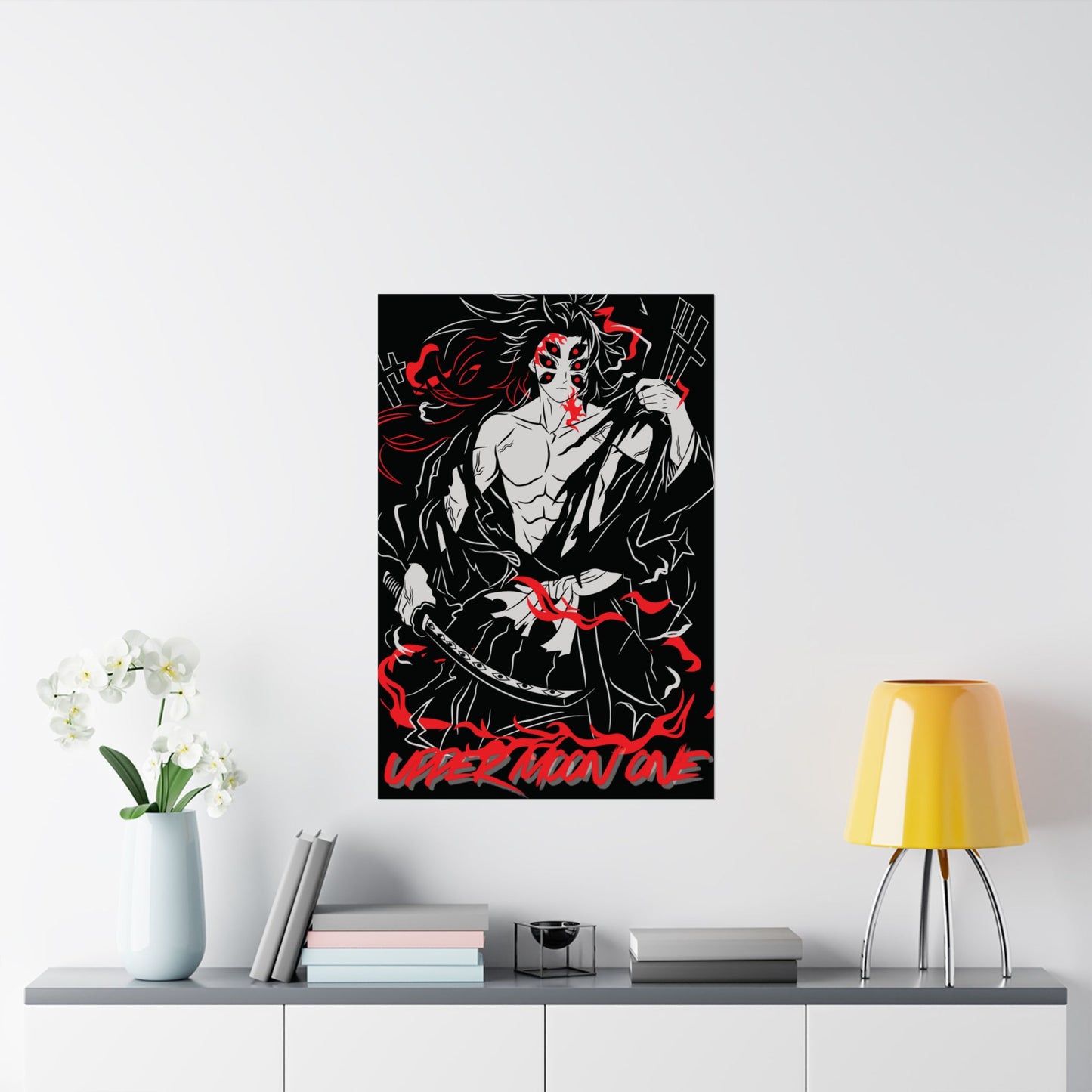 Kokushibo Crimson Aura Poster | Upper Moon One Demon Slayer Wall Art