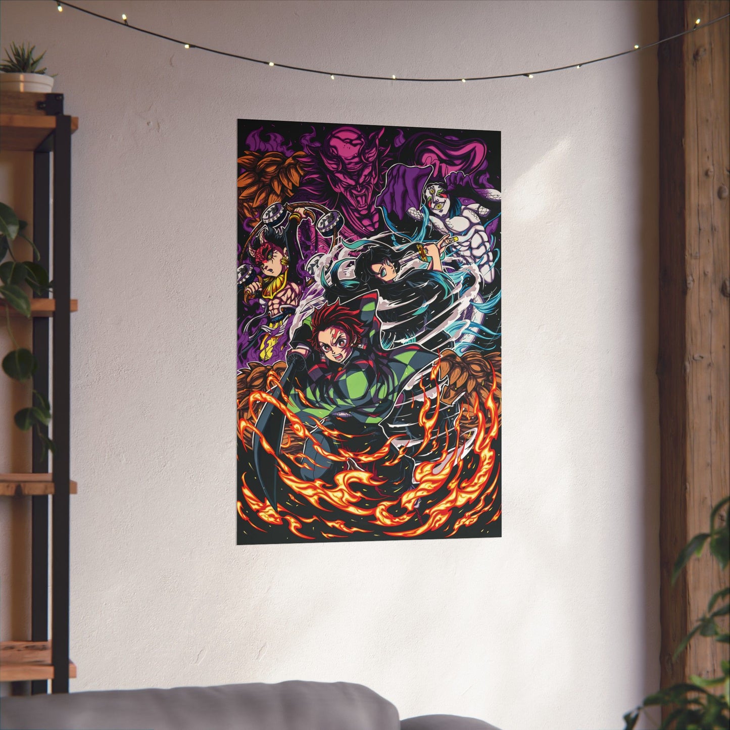 Tanjiro & Muichiro vs Hantengu Poster | Demon Slayer Matte Vertical Print