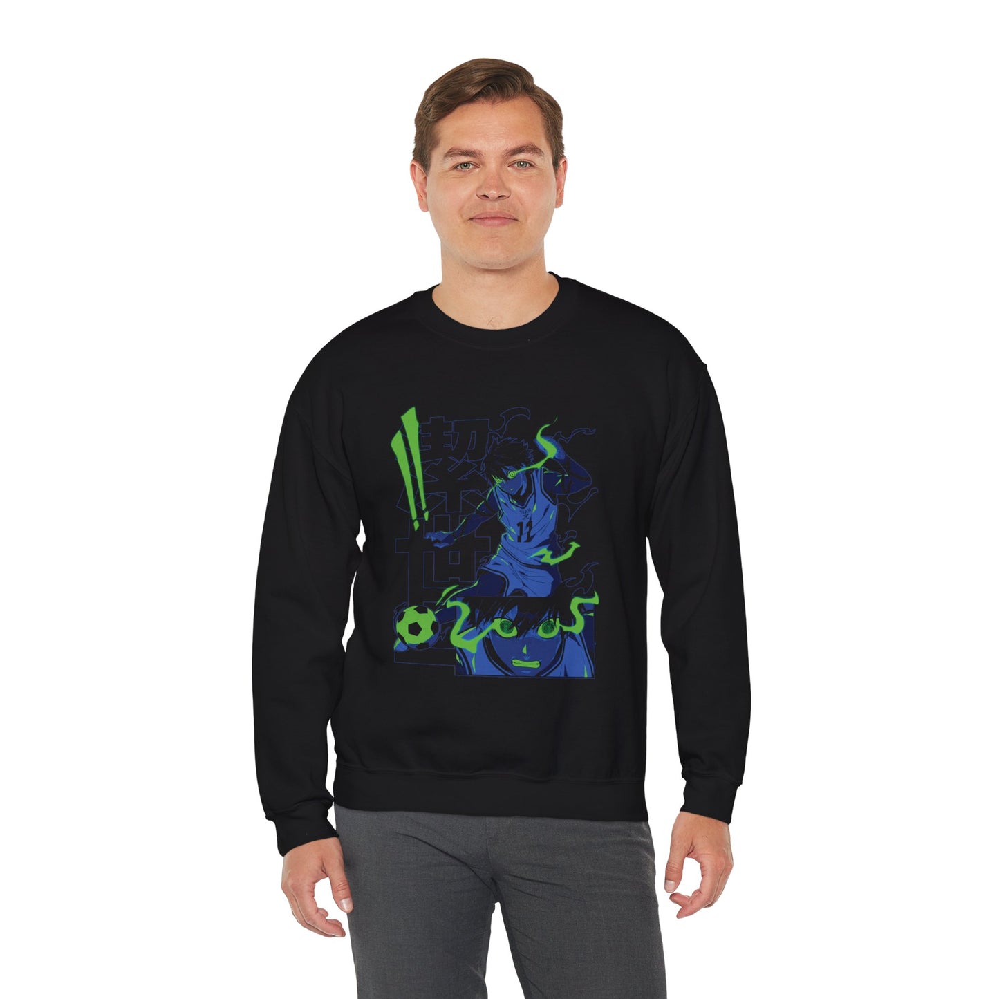 Yoichi Isagi Unisex Heavy Blend Crewneck Sweatshirt | Blue Lock Soccer Anime Streetwear