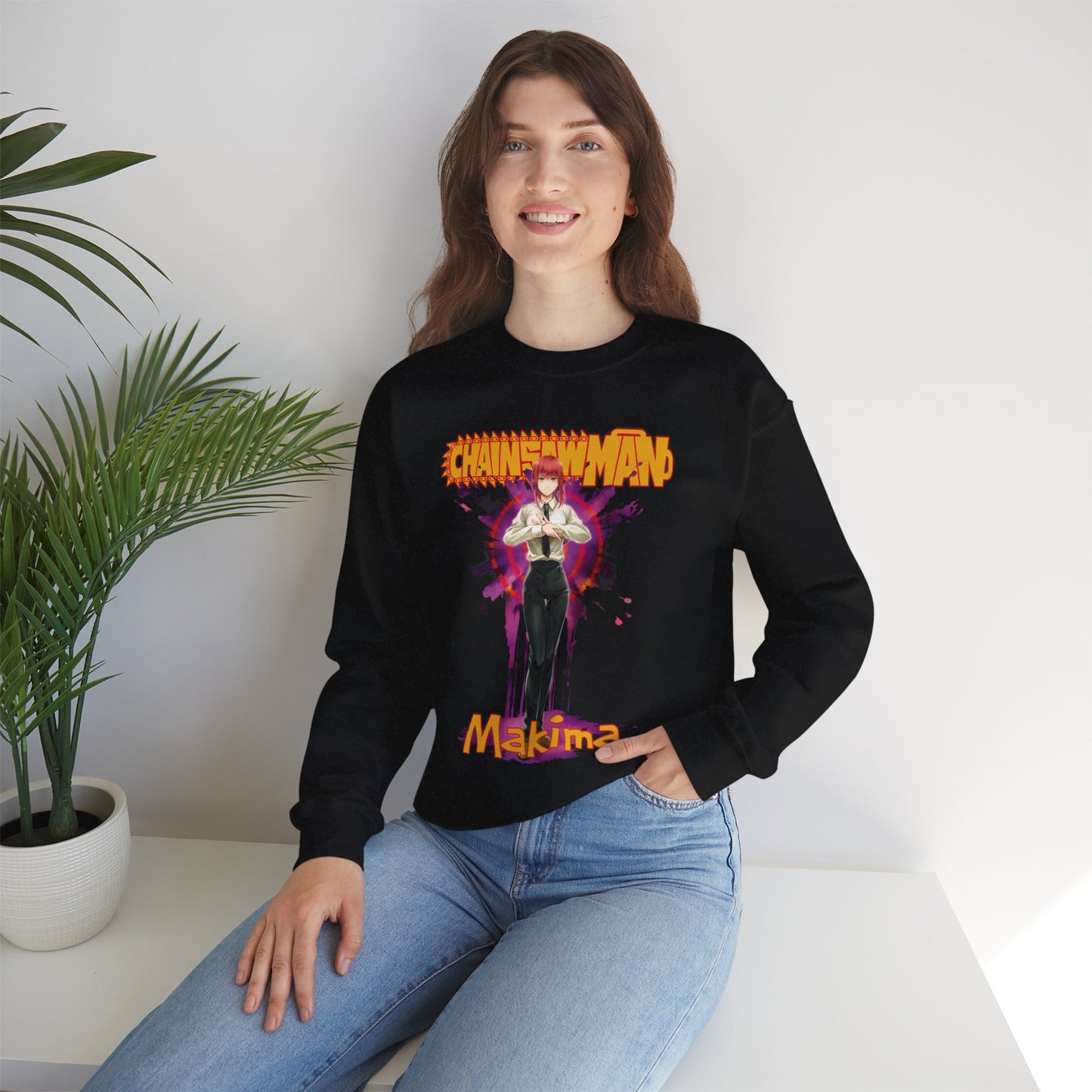 Control Devil Makima Unisex Heavy Blend Crewneck Sweatshirt | Chainsaw Man Anime Pullover