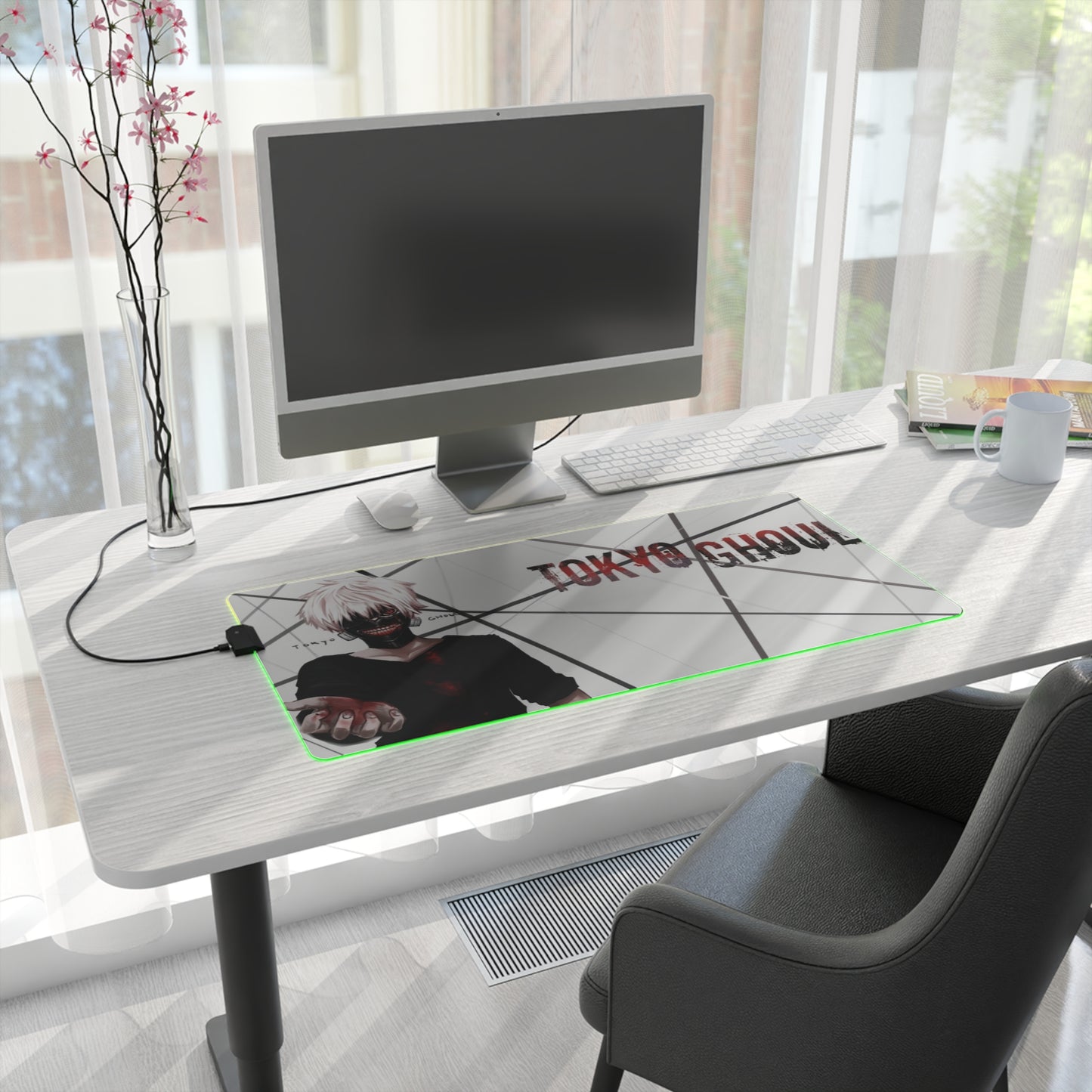 The One-Eyed King Ken Kaneki LED Gaming Mouse Pad | Tokyo Ghoul RGB Desk Mat