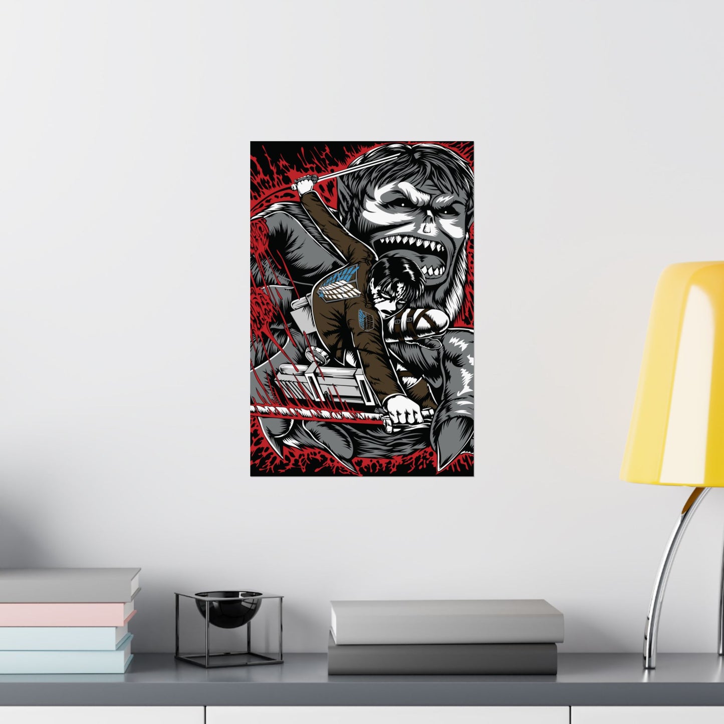 Levi vs Beast Titan Matte Vertical Poster | Attack on Titan Anime Wall Art