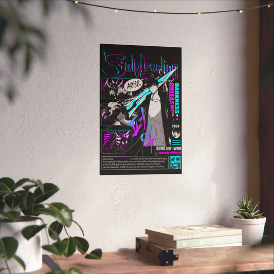 Sung Jinwoo Darkness Unleashed Matte Vertical Poster | Anime-Inspired Wall Art | Shadow Monarch Manga Room Decor Print