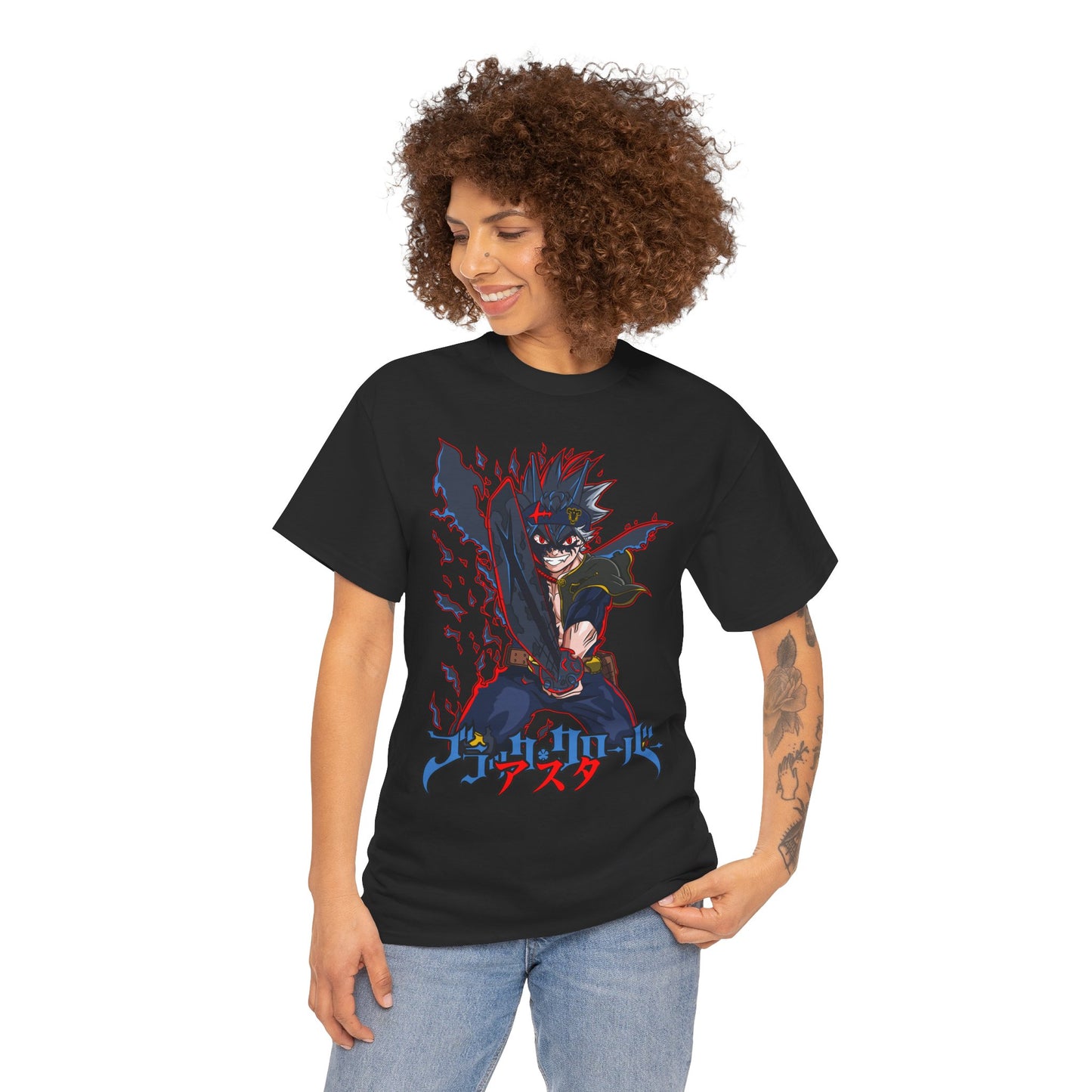 Black Asta Unisex Heavy Cotton T-Shirt | Black Clover Anime Streetwear Tee
