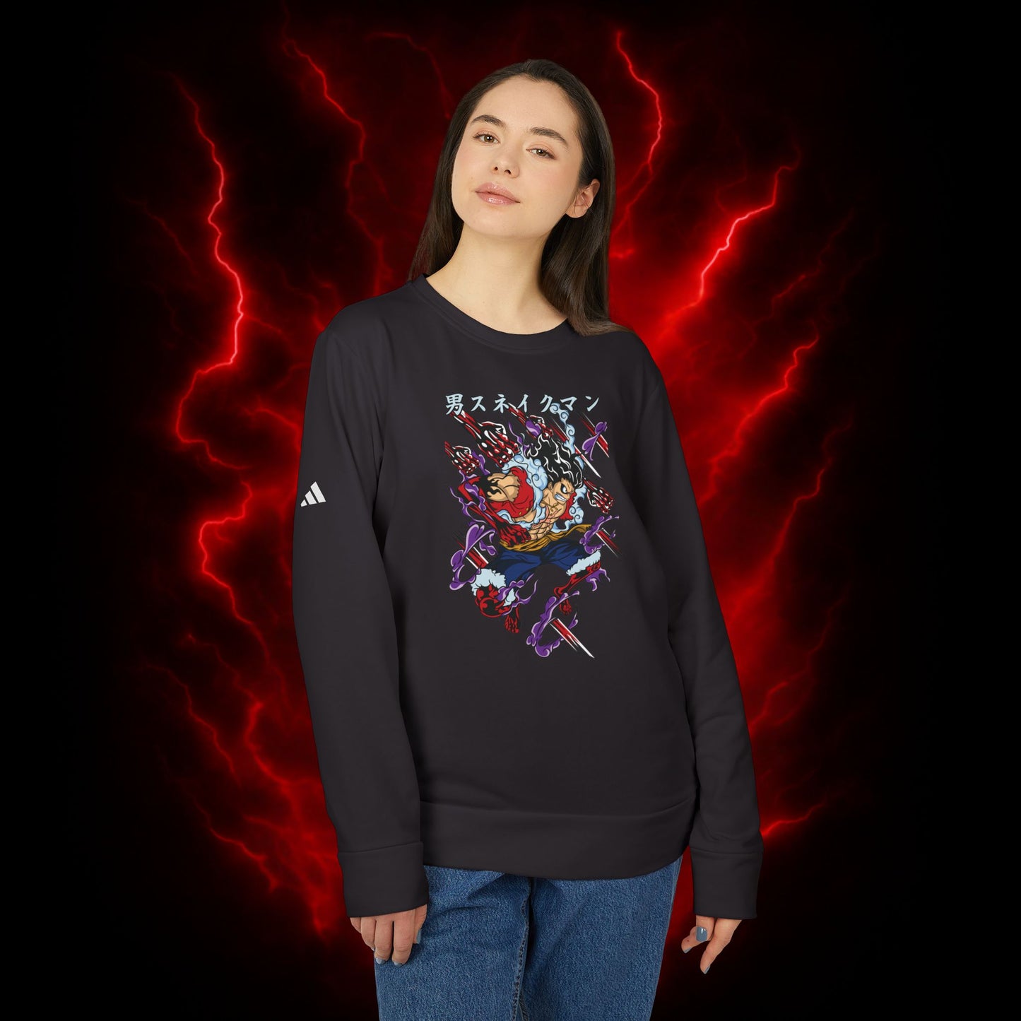 Luffy Gear 4 Gum Gum Gatling Adidas Unisex Fleece Crewneck Sweatshirt