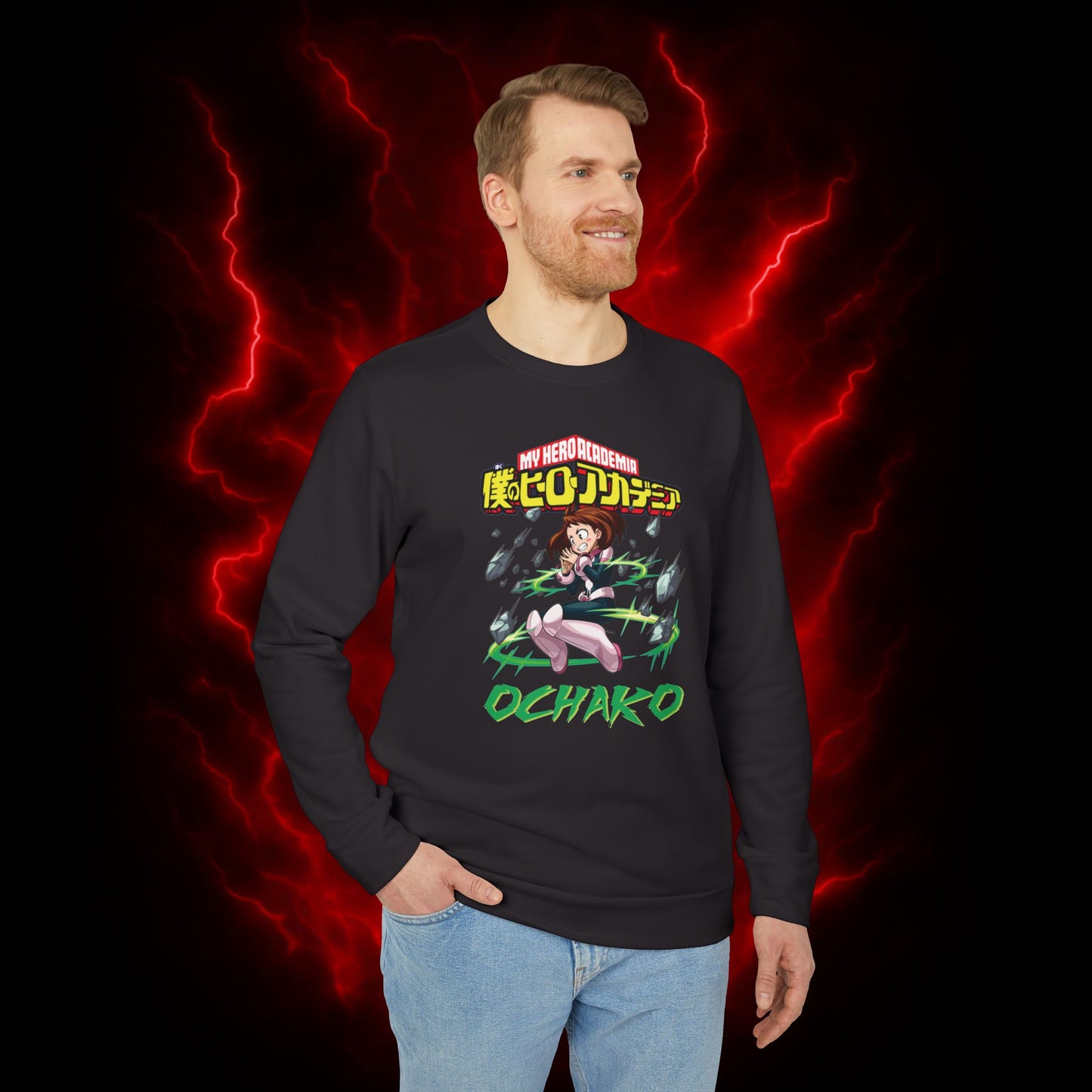 Ochako Uraraka Adidas Unisex Fleece Crewneck Sweatshirt