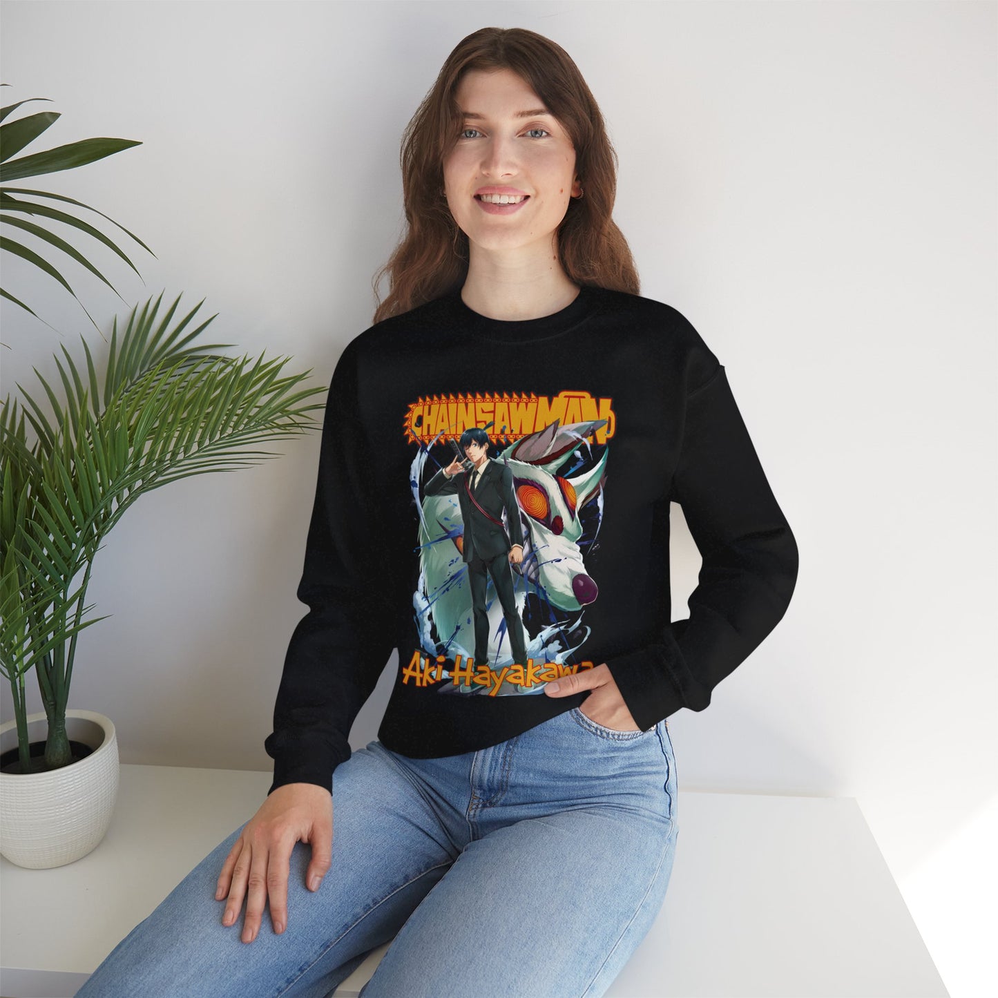 Aki x Fox Devil Unisex Heavy Blend Crewneck Sweatshirt | Chainsaw Man Anime Streetwear
