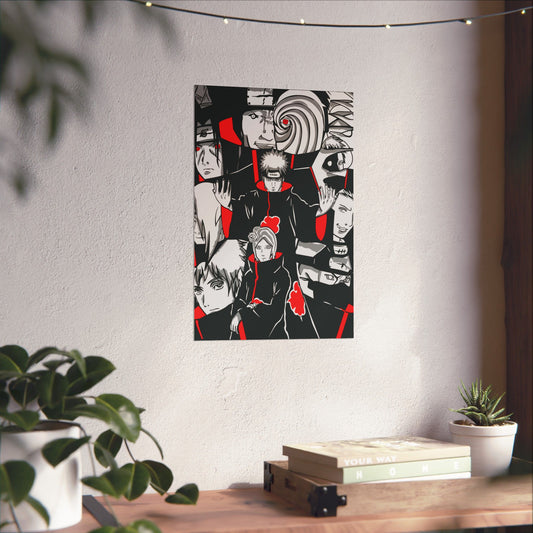 Akatsuki Matte Poster | Anime-Inspired Wall Art | Villain Shinobi Collage Decor | Otaku Manga Wall Print