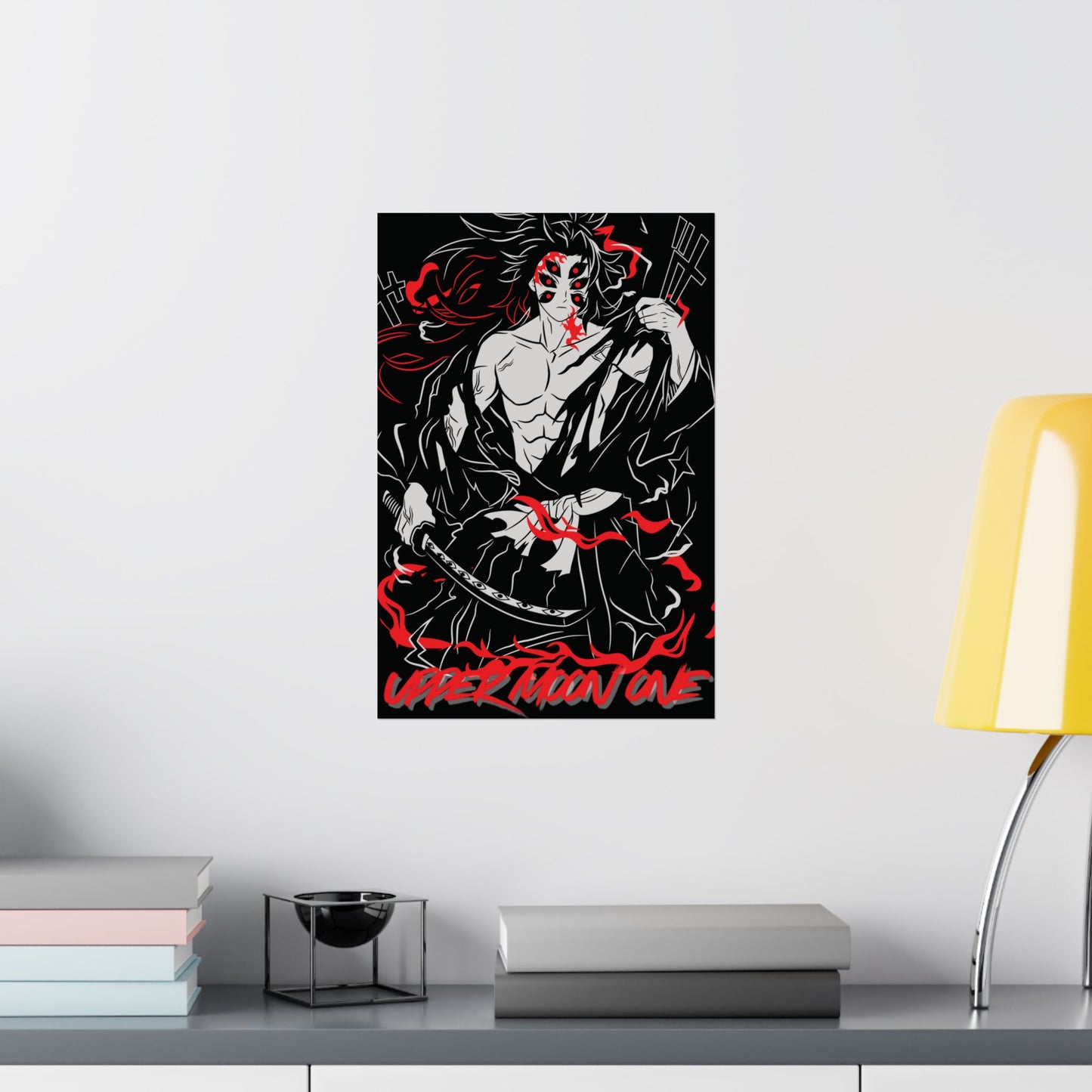 Kokushibo Crimson Aura Poster | Upper Moon One Demon Slayer Wall Art