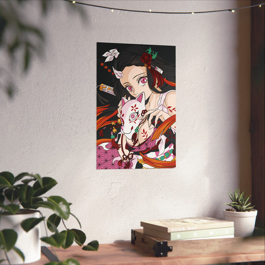 Demon Nezuko Anime Poster | Anime-Inspired Wall Art | Matte Vertical Manga Decor
