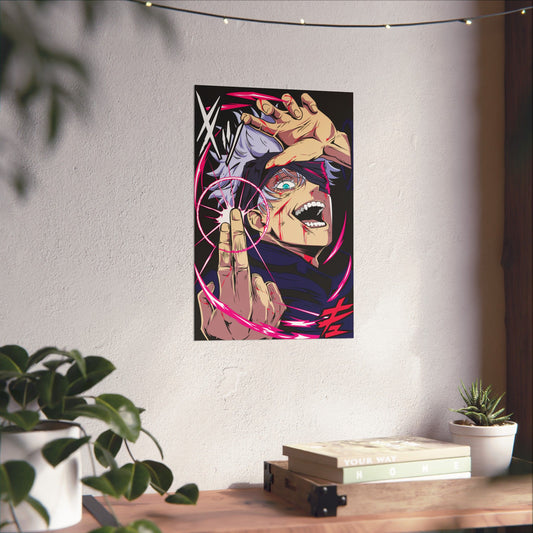 Satoru Gojo Reversal Red Matte Poster | Anime-Inspired Wall Art | Strongest Sorcerer Anime Decor | Otaku Manga Wall Print