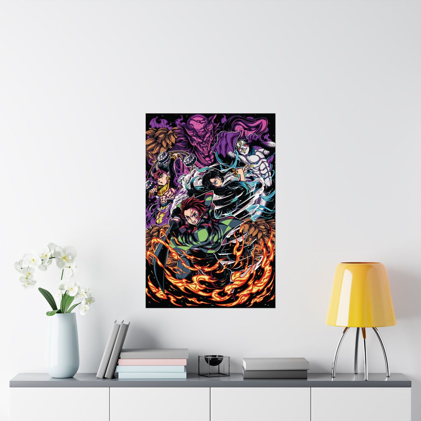 Tanjiro & Muichiro vs Hantengu Poster | Demon Slayer Matte Vertical Print