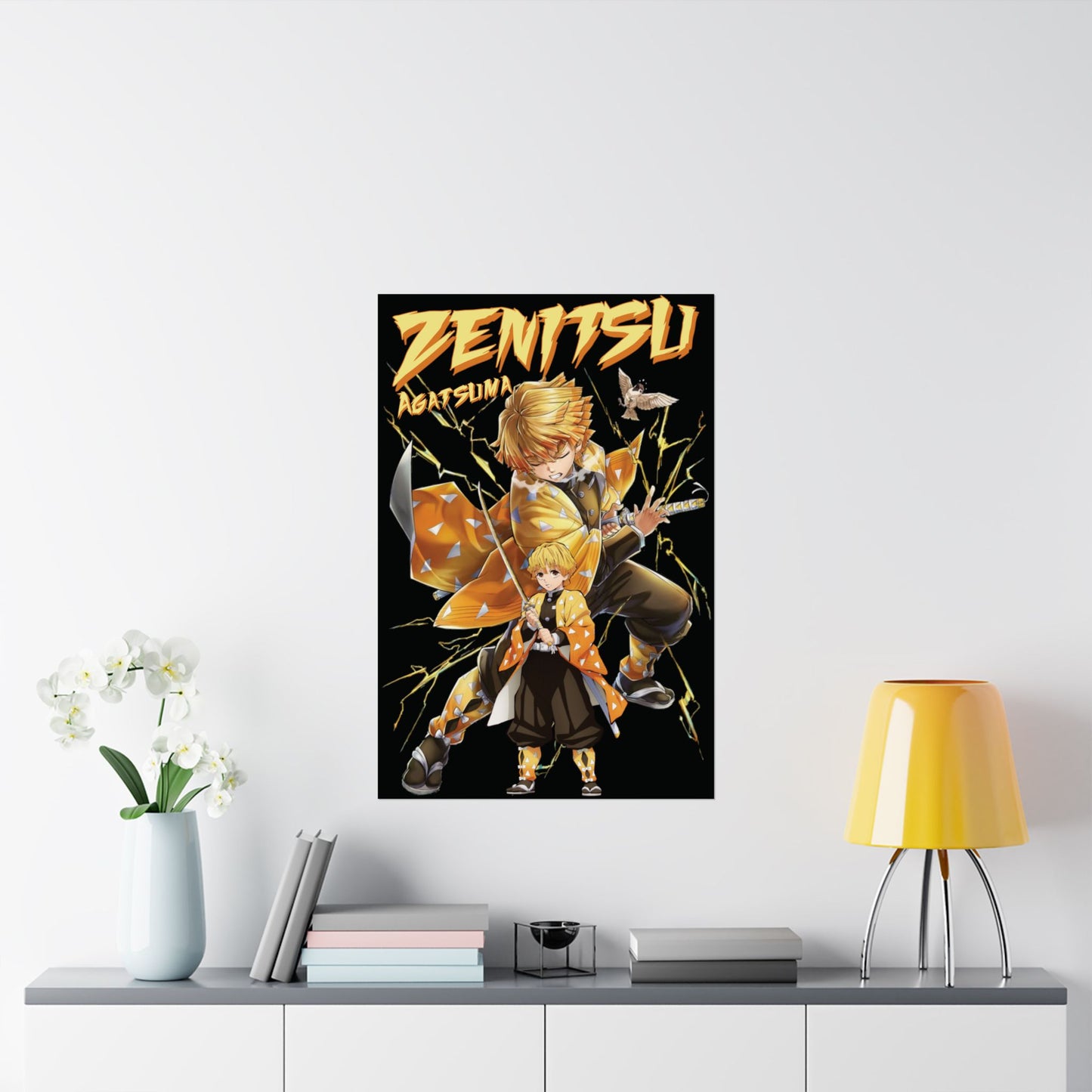 Zenitsu Agatsuma Poster | Demon Slayer Thunder Breathing Matte Wall Art