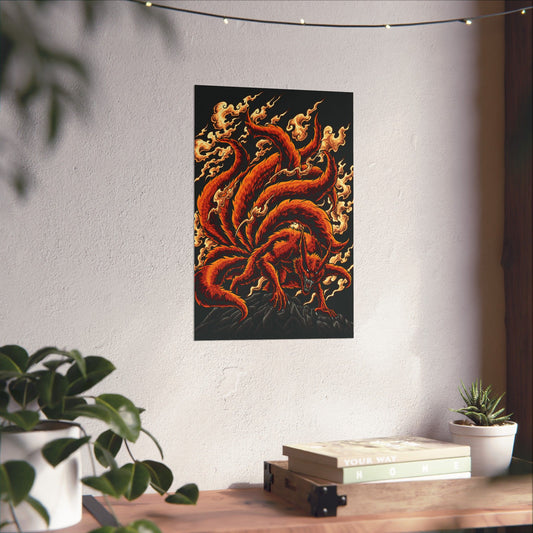 Nine-Tailed Beast Kurama Matte Poster | Anime-Inspired Wall Art | Fox Demon Manga Room Decor | Otaku Wall Art Print
